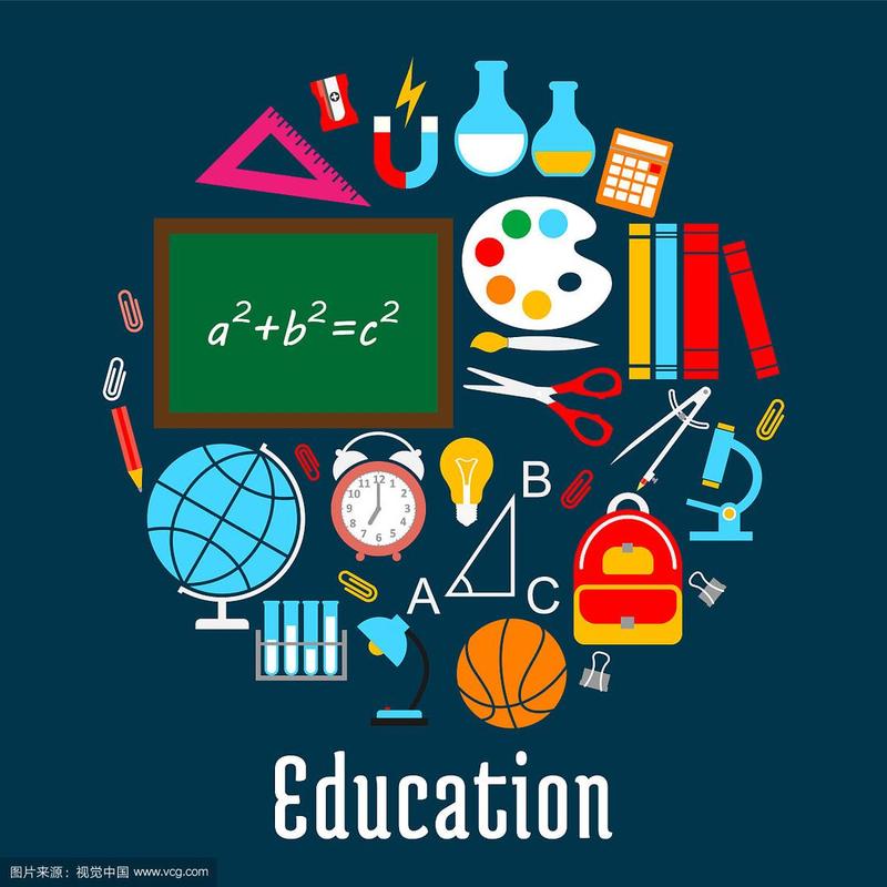 教育圆符号由学校用品组成